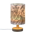 thumbnail image 2 of Black and White Tiger Jungle Table Lamp USB Bedside Desk Nightstand Lamp Printed Gifts Small Lamp Wood Base for Bedroom Living Room Kids Room College Dorm, 2 of 7