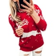 thumbnail image 2 of KOMOO Women Christmas Knitted Sweater Long Sleeve Reindeer Elk Snowflake Knit Pullovers Round Neck Loose Sweaters, 2 of 9