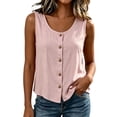 thumbnail image 2 of Tank Tops for Women Sleeveless Round Neck Solid Color Button Shirts, 2 of 8