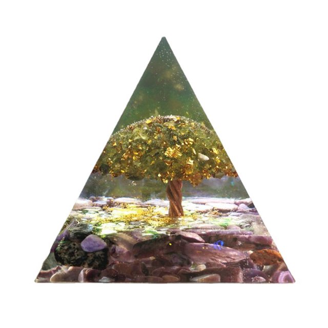 Adorno Curativo Energético FLhrweasw Con Resina Y Pirámide cristales