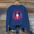 thumbnail image 2 of Arlun In October We Wear Pink Sweatshirts for Women Halloween Funny Ghost Graphic Pullover Sweatshirts Breast Cancer Awareness Loose Long Sleeve Round Neck Tops Blue XL, 2 of 4
