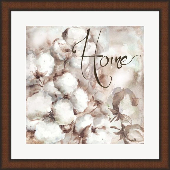 Cotton Boll Triptych Sentiment I (Home) by Tre Sorelle Studios, Framed Wall Art, 19.75W x 19.75H