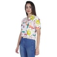 thumbnail image 2 of Moomaya Printed Short Top For Women Summer Casual Zip Collar Tee T-Shirts, 2 of 9