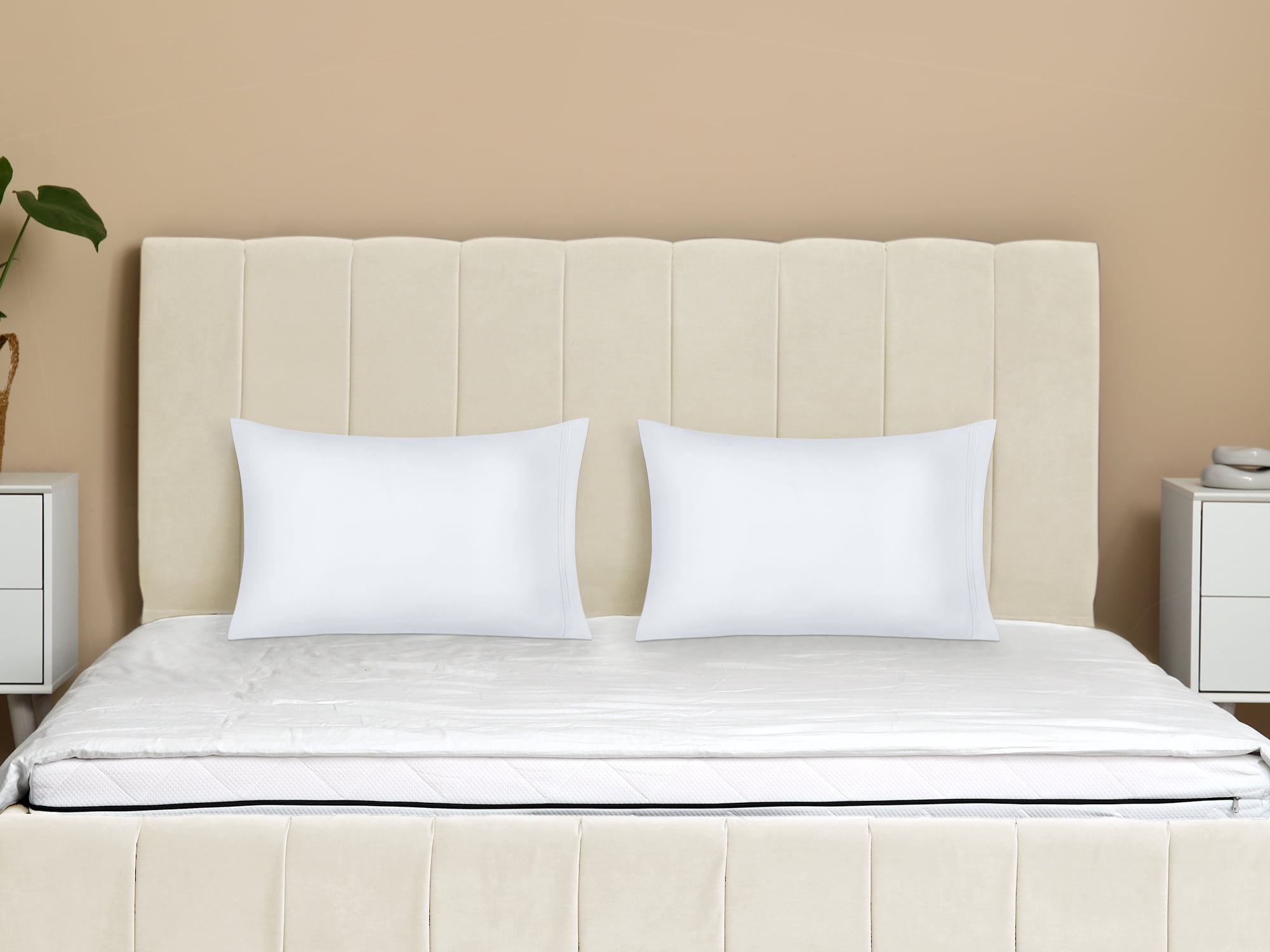 Unique Bargains 2 Pack Polyester Pillow Cases Pillow Covers Queen White