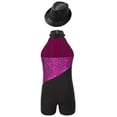 thumbnail image 2 of TiaoBug Kids Girls Sequin Jazz Dance Outfit Sleeveless Short Biketard Gymnastics Leotard with Sequin Hat Hot Pink&Black 14, 2 of 7