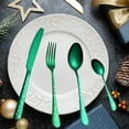 thumbnail image 6 of Christmas Cutlery Set, Stainless Steel Flatware, 4 Piece Knife Fork Spoon Dinnerware Set, Red Green Durable Ergonomic Design Easy Clean, 6 of 7