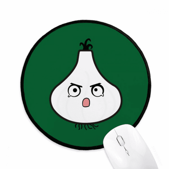 Garlic Injustice Lovely Little Happy Mousepad Round Black Stitched Edge Mat Non Slip Game