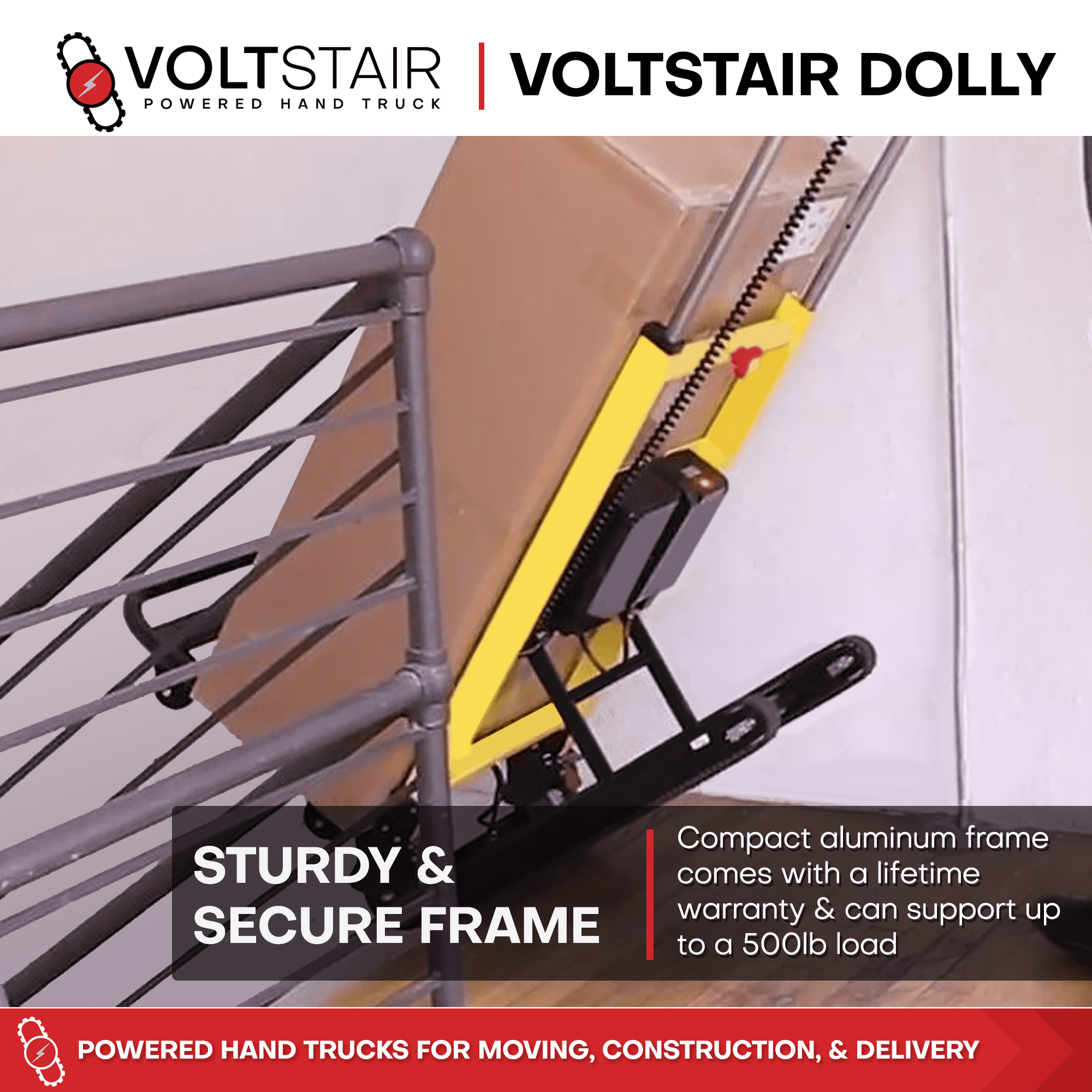 Voltstair Hercules Motorized Stair Climbing Hand Truck Portable Moving Dolly, 500 lb Limit