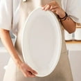 thumbnail image 5 of QLANS 16" White Serving Platters for Entertaining, Oval Serving Plates, Party Serving Trays and Platters Oven Safe, Porcelain Dinner Serving Tray Serving Dishes for Meat, Set of 2, 5 of 5