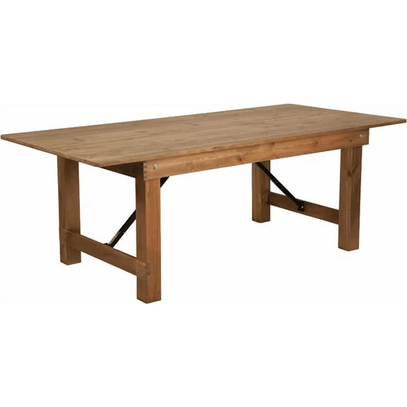 7' x 40'' Rectangular Solid Pine Folding Farm Dining Table in Antique Rustic Finish
