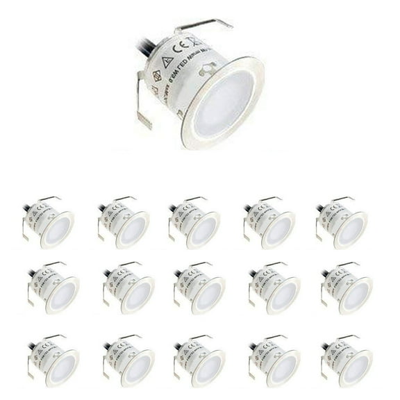Recessed LED Deck Light Kits, 12V Low Voltage Landscape Lighting, IP67 Waterproof Outdoor Step Stair Lights-Natural white
