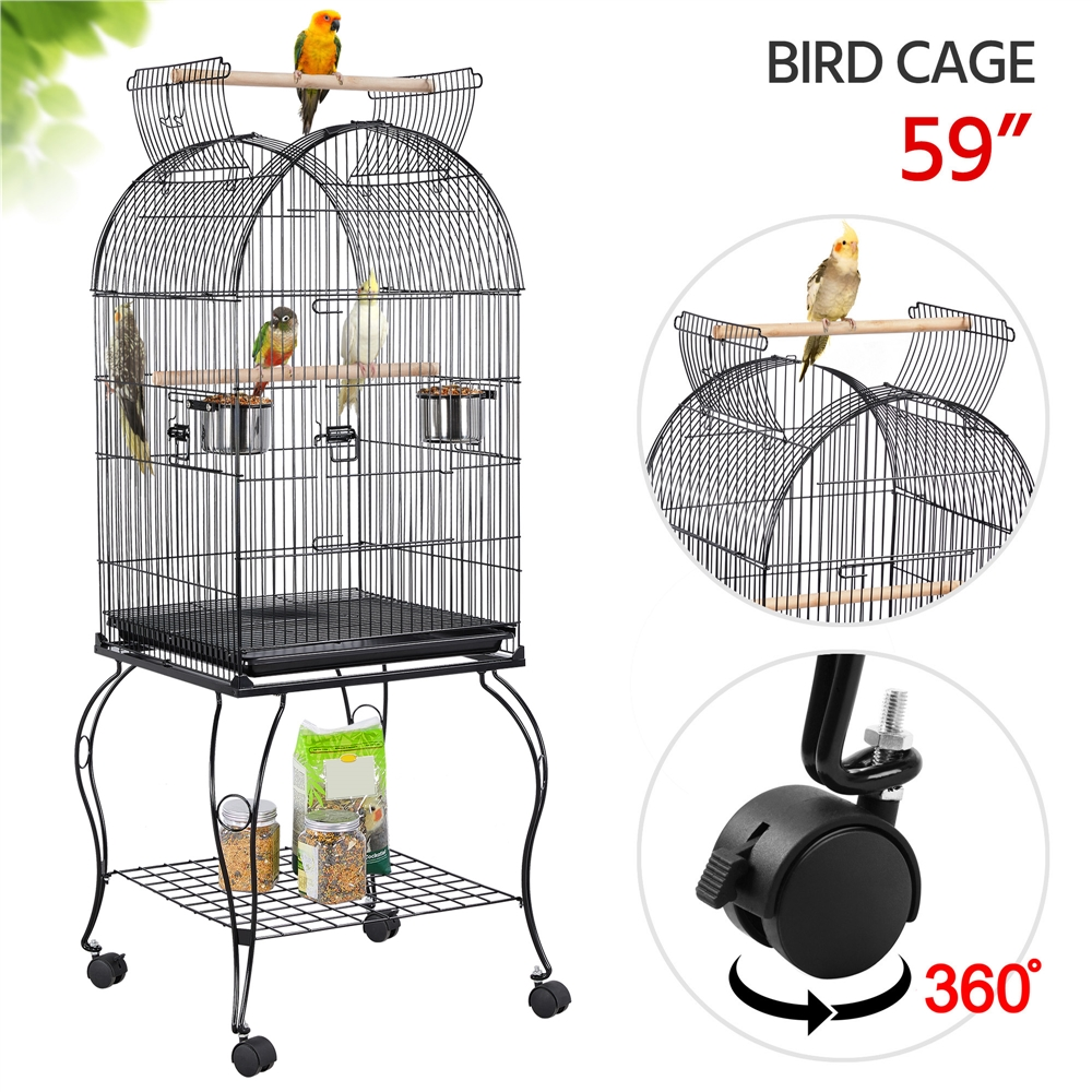 Yaheetech 59 Inch Open Top Rolling Metal Bird Cage