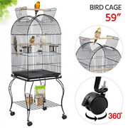 Yaheetech 59'' H Open Top Rolling Metal Bird Cage with Stand, Black