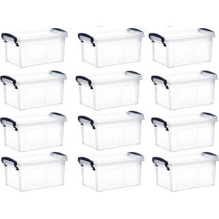 FLMOUTN 8Pcs Small Clear Storage Bin with Lid, Stackable Small Storage Bins  with Secure Latching Buckles, 0.91 Qt / 1 Liter Clear Storage Boxes for