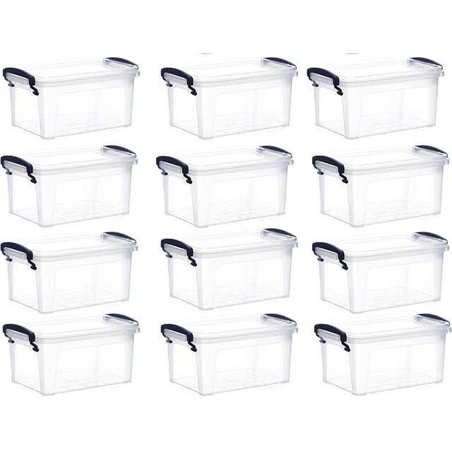 Superio Clear Storage Bins with Lids, Stackable Storage Box with
