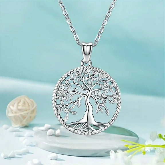 1pc Dazzling Tree of Life Necklace - Delicate & Elegant Pendant Jewelry with Adjustable Chain, A Meaningful Gift for Her