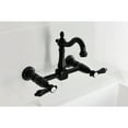 thumbnail image 3 of Kingston Brass KS2440BAL Heirloom Double-Handle Wall-Mount Bridge Kitchen Faucet, Matte Black, 3 of 7