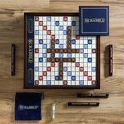 WS Game Company Scrabble Deluxe Edition with Rotating Mahogany Wooden Game Board