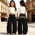 thumbnail image 2 of lnmuld Girls Wide Leg Sweatpants with Los Angeles Graphic and Pockets Black,8-9 Years, 2 of 5