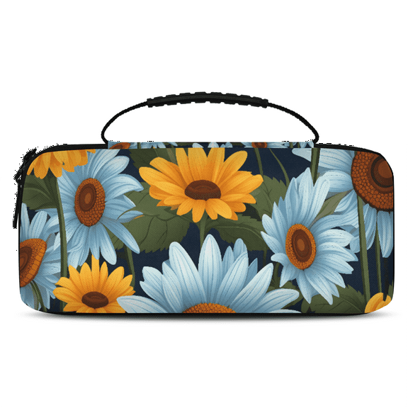 Herdesigns Sunflower Yellow Blue Daisy Carrying Case for Nintendo Switch 2 with 20 Game Card Slots, Portable Travel Carry Case for Accessories and Console