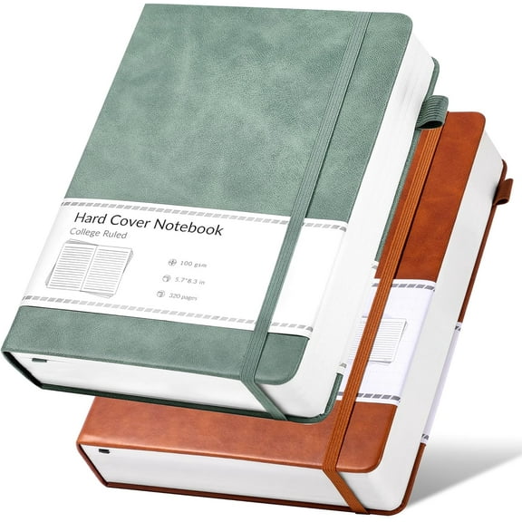 2 Pack Journals for Men Women- Journaling Notebooks Journals Leather for Writing Work Diary A5 Hardcover Thick