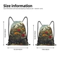 thumbnail image 2 of Xecao Floral Rhino With Birds Pattern Sports Drawstring Backpack - String Swim Gym Bag with Wet Proof Pocket for Women&Men-Medium, 2 of 6