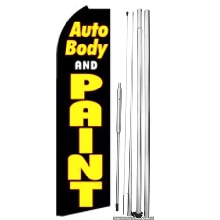 OnPoint Wares | AUTO BODY & PAINT Swooper Flag |Advertisement /Business Flags | Feather Flag | With Complete 15ft Hybrid Pole Set