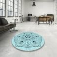 thumbnail image 4 of Ahgly Company Machine Washable Indoor Rectangle Transitional Electric Blue Area Rugs, 4' x 6', 4 of 7