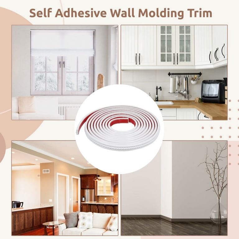 Storystore Flexible Molding Trim – 20FT Self-Adhesive TPE Quarter Round, White, Peel & Stick For Ceilings, Walls, Floors & Tile Edges