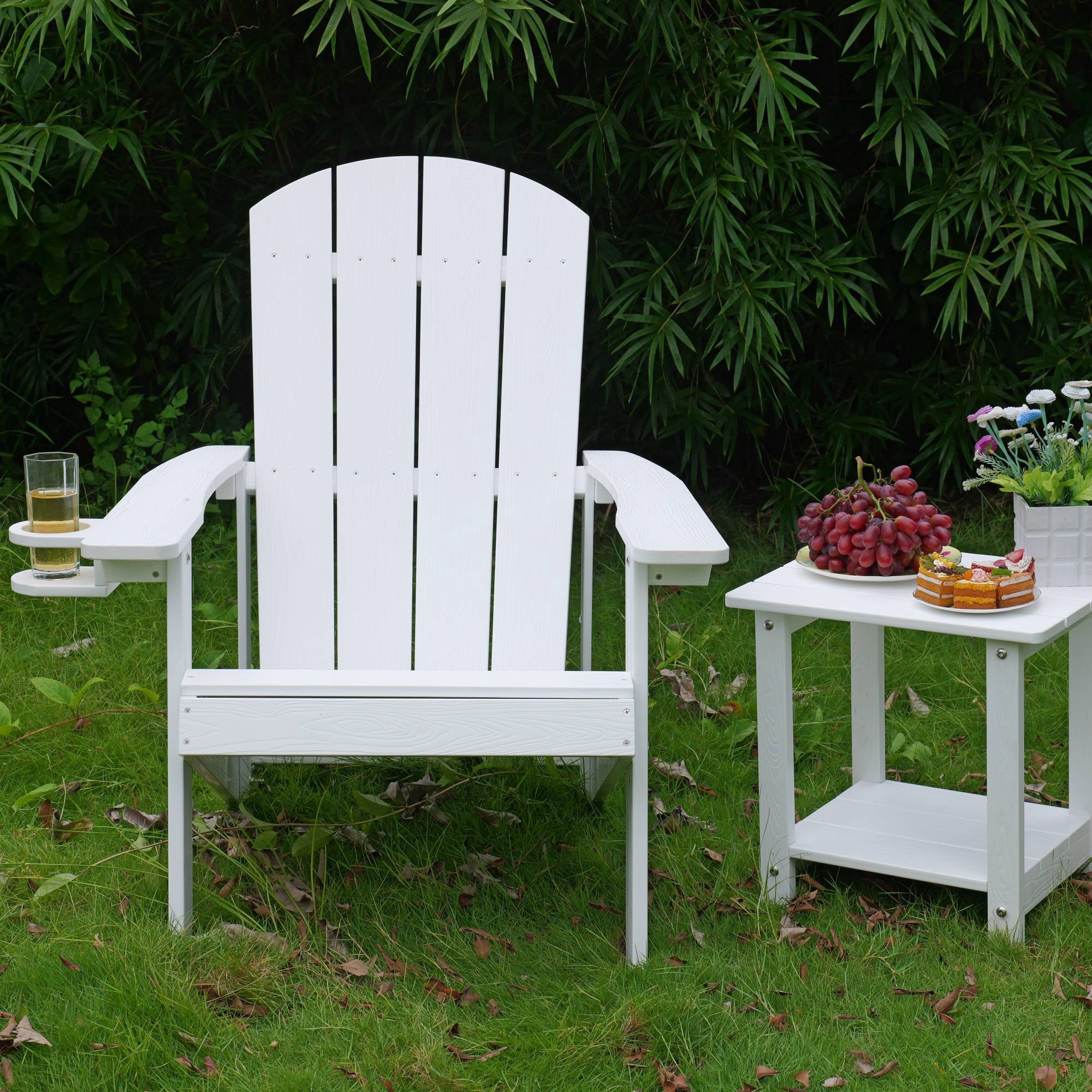 Outdoor Lounge Chair with Cup Holder, Comfort Relax Recliner for Patio Garden Leisure Gathering Backyard Rest Time, Teak