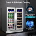 thumbnail image 5 of Nipus 24 inch Wine Cooler Beverage Refrigerator,Dual Zone with Glass Door, Built-in/Freestanding Beverage Fridge with Upgraded 20 Bottles and 60 Cans Large Capacity, 5 of 9