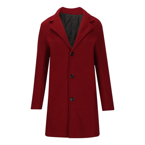 cocolona Mens Trench Coat Winter Long Sleeve Casual Long Jacket Warm Comfy Overcoat Fashion Solid Color Pea Coat wih Pockets