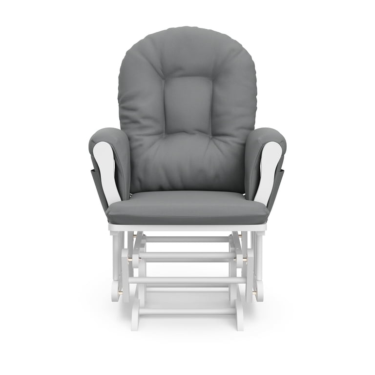 Storkcraft Hoop Glider & Ottoman, White with Gray Cushions photo 7