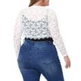thumbnail image 3 of Unique Bargains Women's Plus Size Sheer Long Sleeve Open Front Cardigan Lace Shrug, 3 of 5