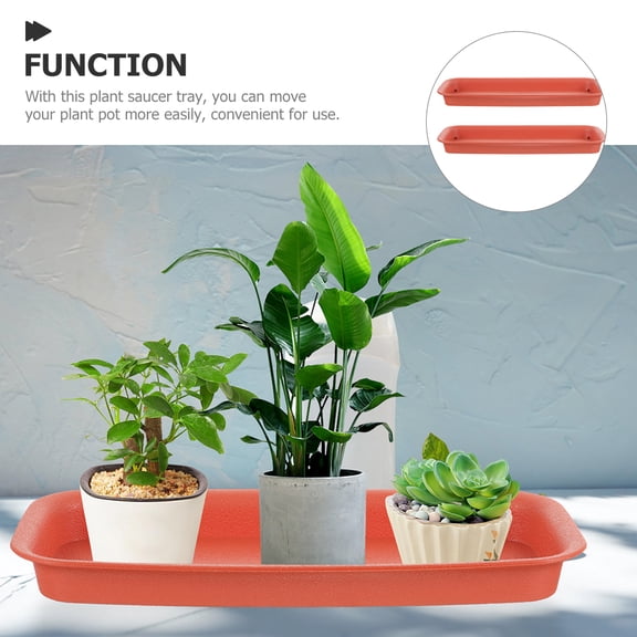 NICEXMAS Set of 2 Red Plastic Plant Drainage Trays, Flower Pot Saucers to Protect and Prevent Water Spills