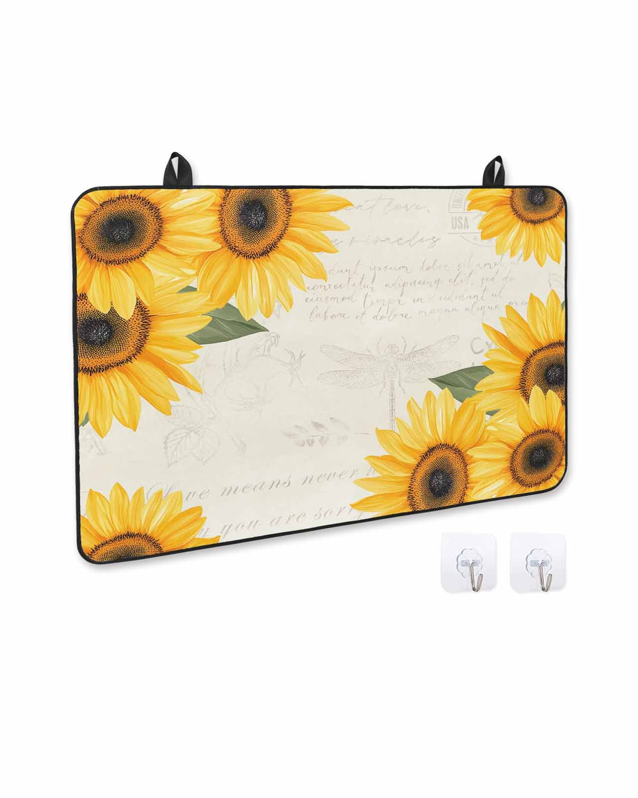 nqOlkjepod Large Induction Cooktop Protector Mat 24"x21", Sunflower Retro Stove Top Covers for Electric Stove, Spring Summer Retro Botanical Floral Stove Burner Cover Mats, Glass Top Stove Cover