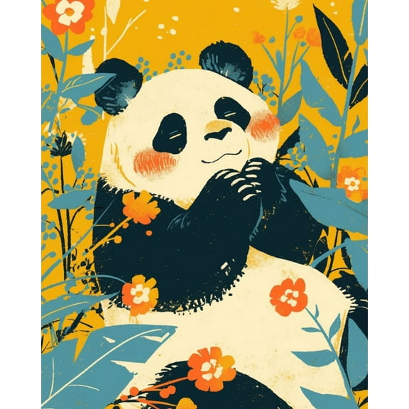 Paint by Numbers for Adults Kids Beginner Panda dream in the flower field DIY Acrylic Painting by Numbers Kits with Brushes Acrylic Pigment Home Decoration Gifts 16 x 20 inch