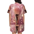 thumbnail image 6 of Haiem Makeup Brush on Pink Glitter Pattern Pajama Set for Women 2 Piece Lounge Set Short Sleeve Tops and Shorts Soft Sleepwear-X-Large, 6 of 7