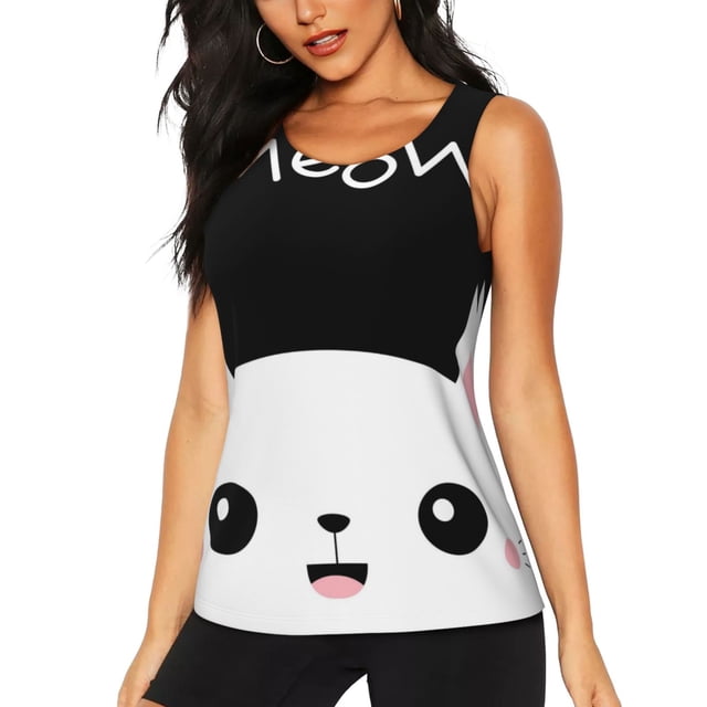 Fotbe Cat Meow Blusas Sin Mangas para Mujer – Estilo Casual, Corte Suelto, Slim-Fit, Cuello Redondo Deportivo, Tops de Verano para Gimnasio y Yoga-Small