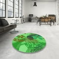 thumbnail image 4 of Ahgly Tapis Rond Lavable en Machine Intérieur Transitionnel Vert Néon, 5 Pieds Rond, 4 of 7
