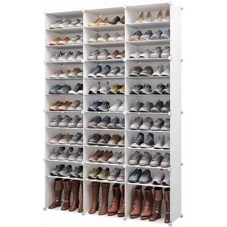 MAGINELS 72 Pairs Shoe Rack Organizer,Shoes Storage Cabinet,Shoe Closet Storage Organizer System,Large Tall Shoes Shelves for Living Room,Closet,Bedroom,Hallway, White(48x12x72in)