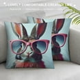 thumbnail image 3 of Orinice  Funny Throw Pillow Cushion Cover, Little Rabbit in Sunglasses Beauty Bunny Fluffy Creature Pet Portrait Fashion Image, Decorative Square Accent Pillow Case,  White, 3 of 5