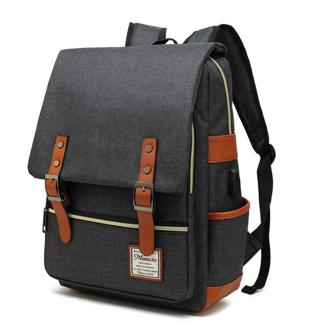 Mochila para portátil Mancio Vintage con puerto de carga USB de 15,6 pulgadas