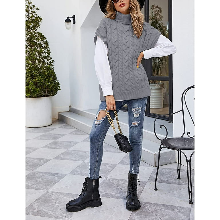 Cowl neck sweater vest deals