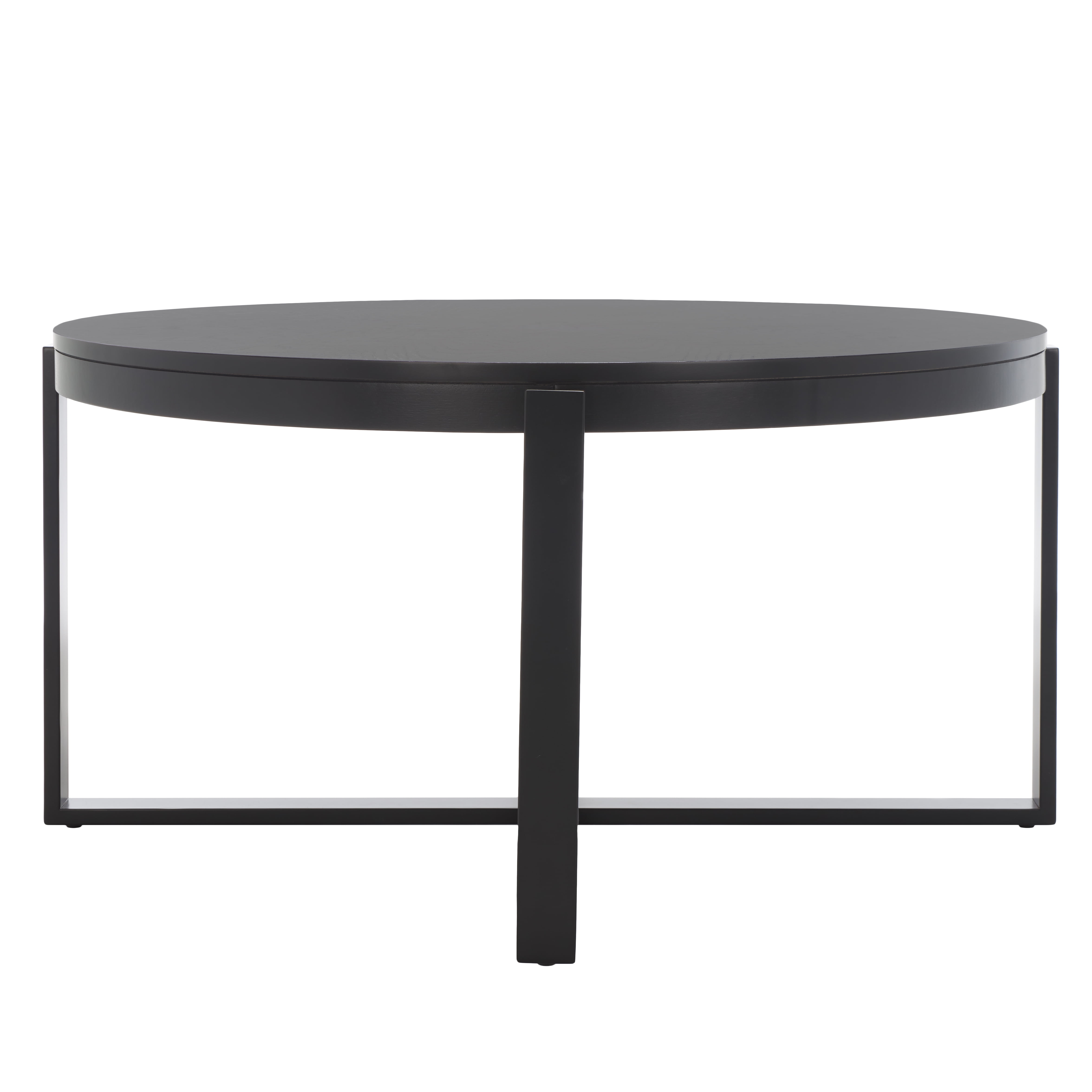 SAFAVIEH Navya Mid-Century Round Coffee Table, Black