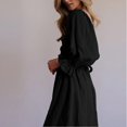 thumbnail image 5 of Gibobby Vestido Casual para Mujer Vestido largo elegante de moda de manga corta para mujer, cinturón de corbata en la cintura, vestidos elegantes min(Negro,G), 5 of 5