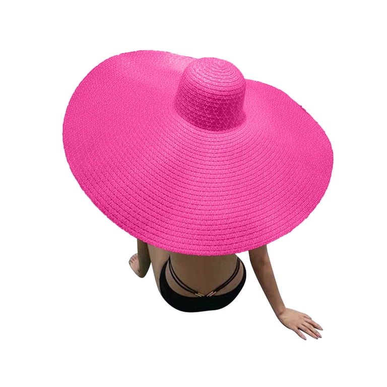 Oversized Beach Straw Sun Hat Wide Brim UV Protection Foldable Roll Up Oversized Beach Sun Hat for Women Foldable Fashion Floppy  main image 3