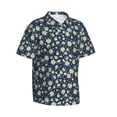 thumbnail image 2 of Daiia Daisy Floral B Hawaiian Shirt for Men Gentle Cotton Regular Short Sleeve Casual-Large, 2 of 9