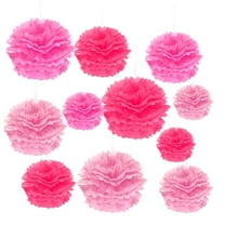 VERDANVERSE 12Pcs Pink Paper Pom Poms Flower Balls for Wedding Party Decoration 6 8 10 12 Inch