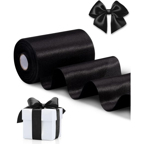 Cinta decorativa FAKILO satinada de 10 cm x 20 m, color negro